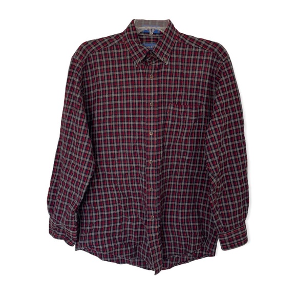 Pendleton Sir Pendleton Well Button Down Oxford Medium Plaid Red White Blue - Picture 1 of 5